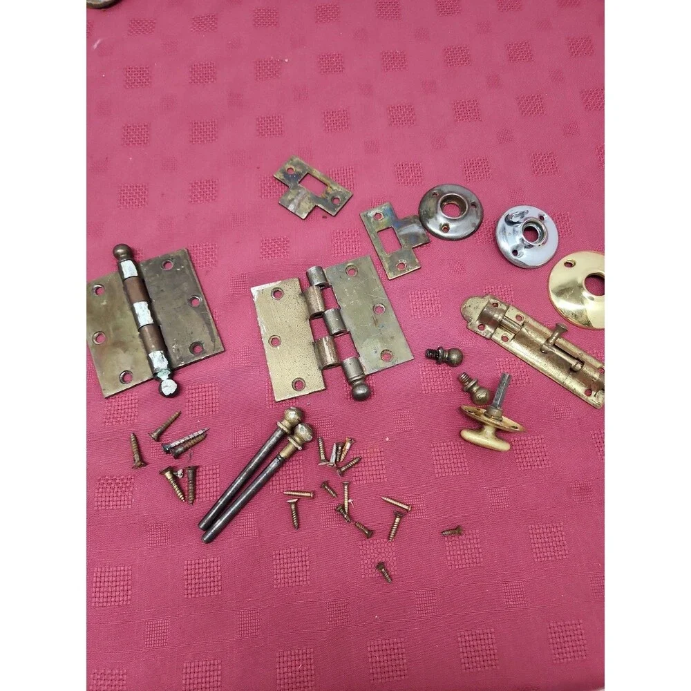 Vintage Brass Door Hardware Assorted Miscellaneous Pieces Perfect For Rehabber